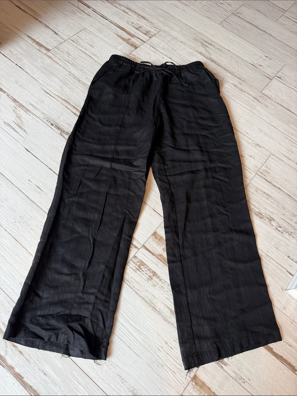 Zara Black Wide-Leg Drawstring pants